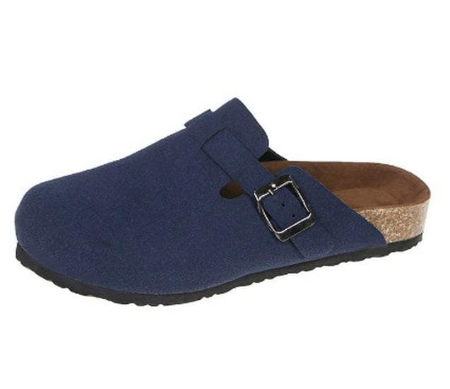 Women's Baotou Roman-Style Cork Slippers - Trendy, Large-Size, Casual Half-Slip Shoes 42 blue