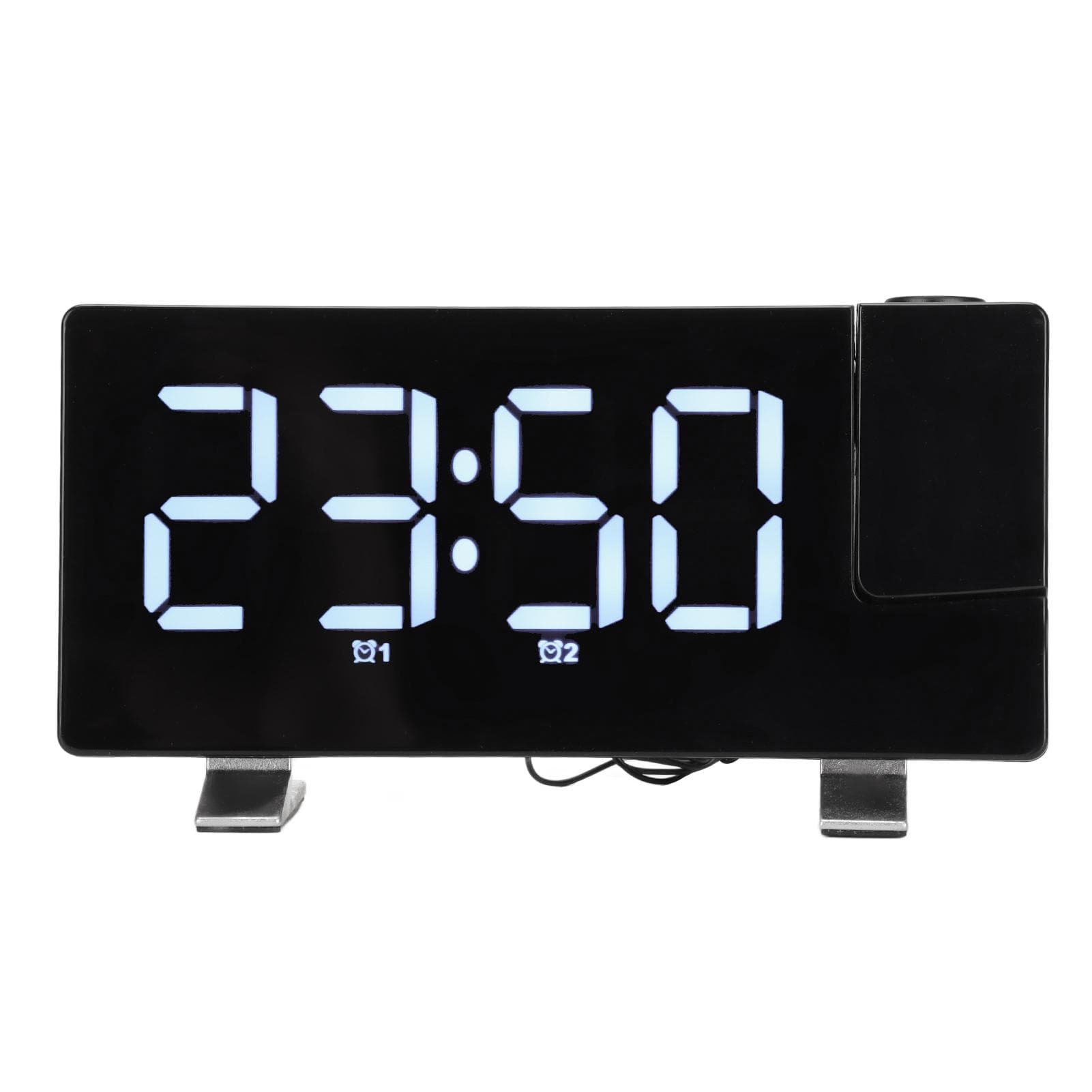 Digital Alarm Clock 180 degrees Projection On Ceiling Wall USB Powered Alarm Clock for Bedroom Heavy white