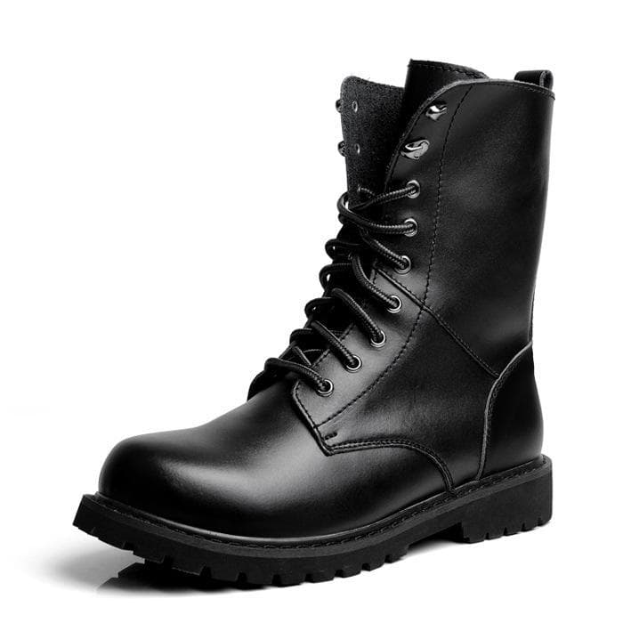 FiveFive Mens Boots Leather Waterproof Ankle Boot Outdoor Work Shoes 43 black