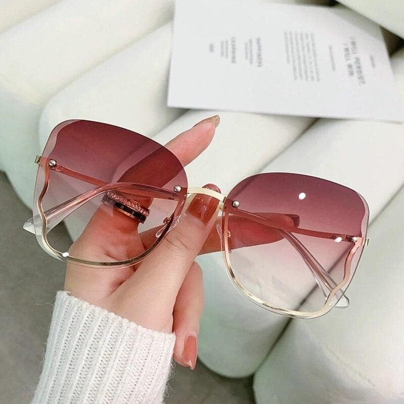 Luxury Design Rimless Sunglasses For Woman Sexy Sun Glasses Gradient Shades Girls Sports Sunglasses