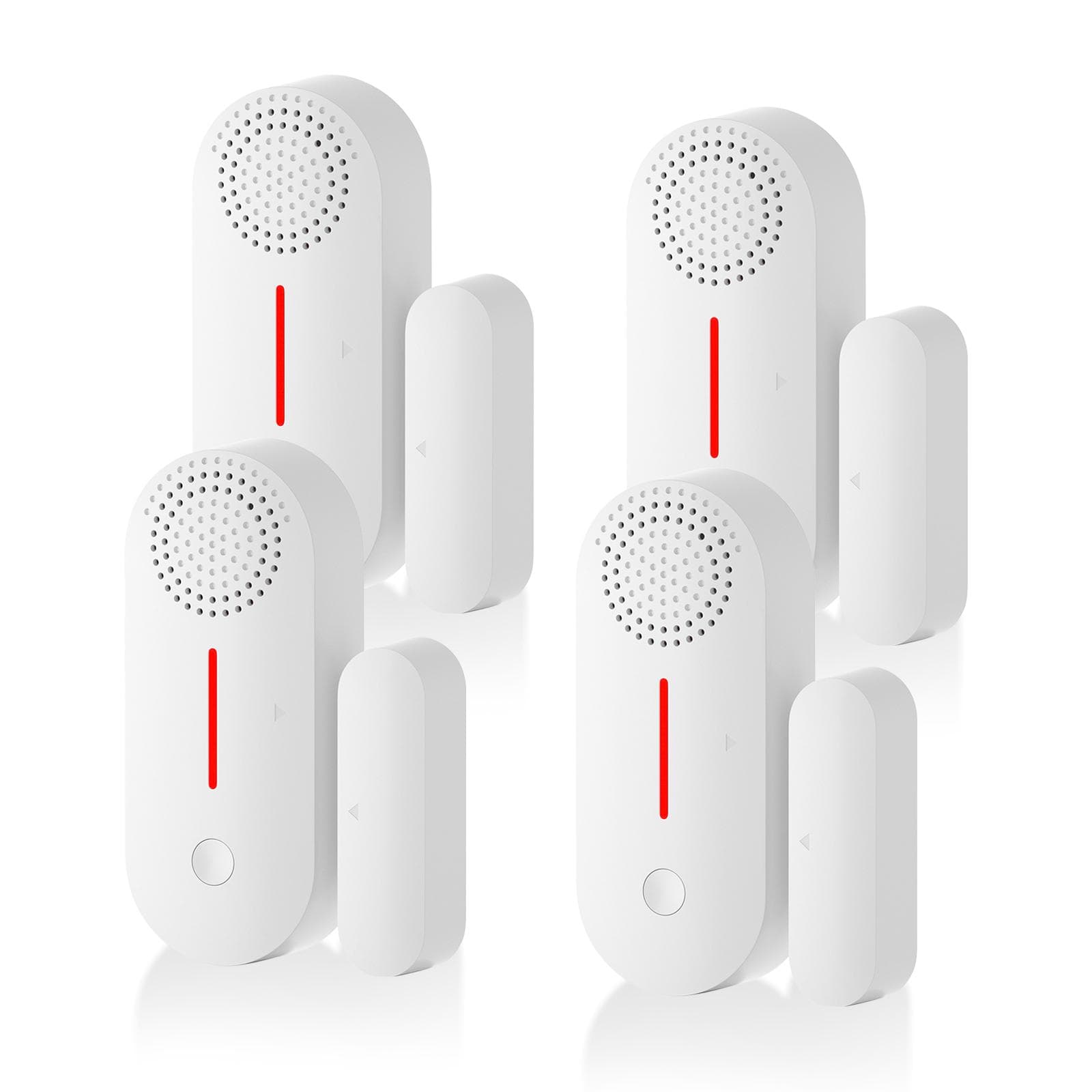 Door Window Alarm Home Security Wireless Magnetic Sensor Anti-Theft Alarm Sound and Light WiFi 4 Pack white