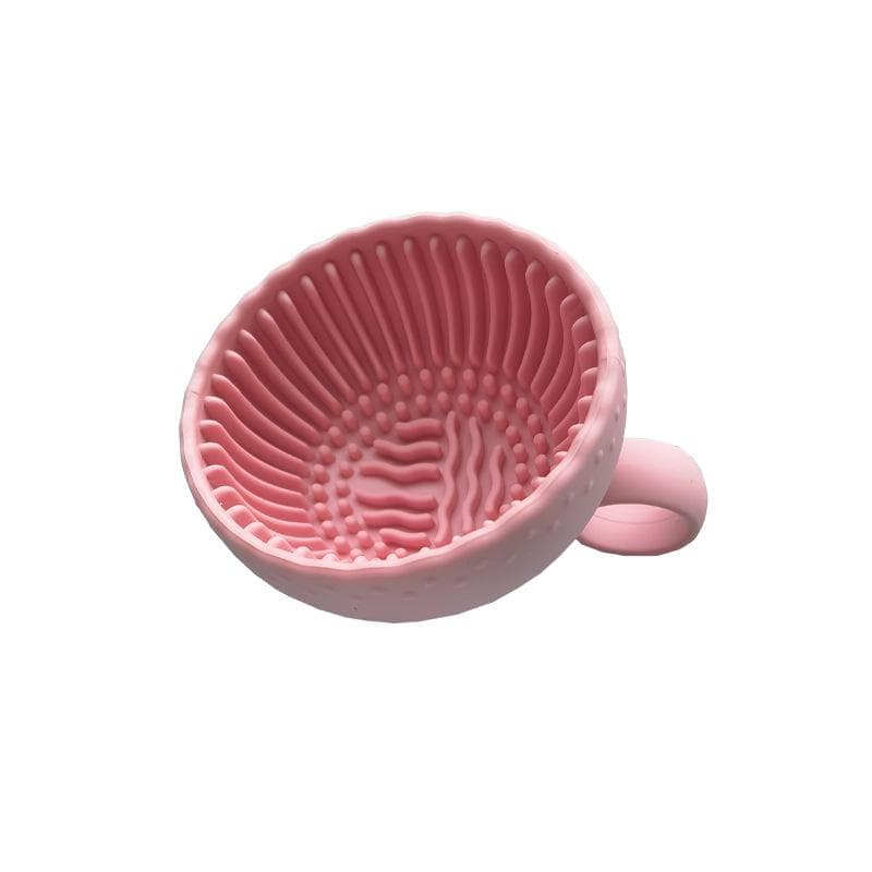 Makeup Brush Cleaner Folding Powder Puff Cleaning Bowl Eyeshadow Brushes Wash Clean Mat Beauty Tools Soft Silicone Scrubber Box pink