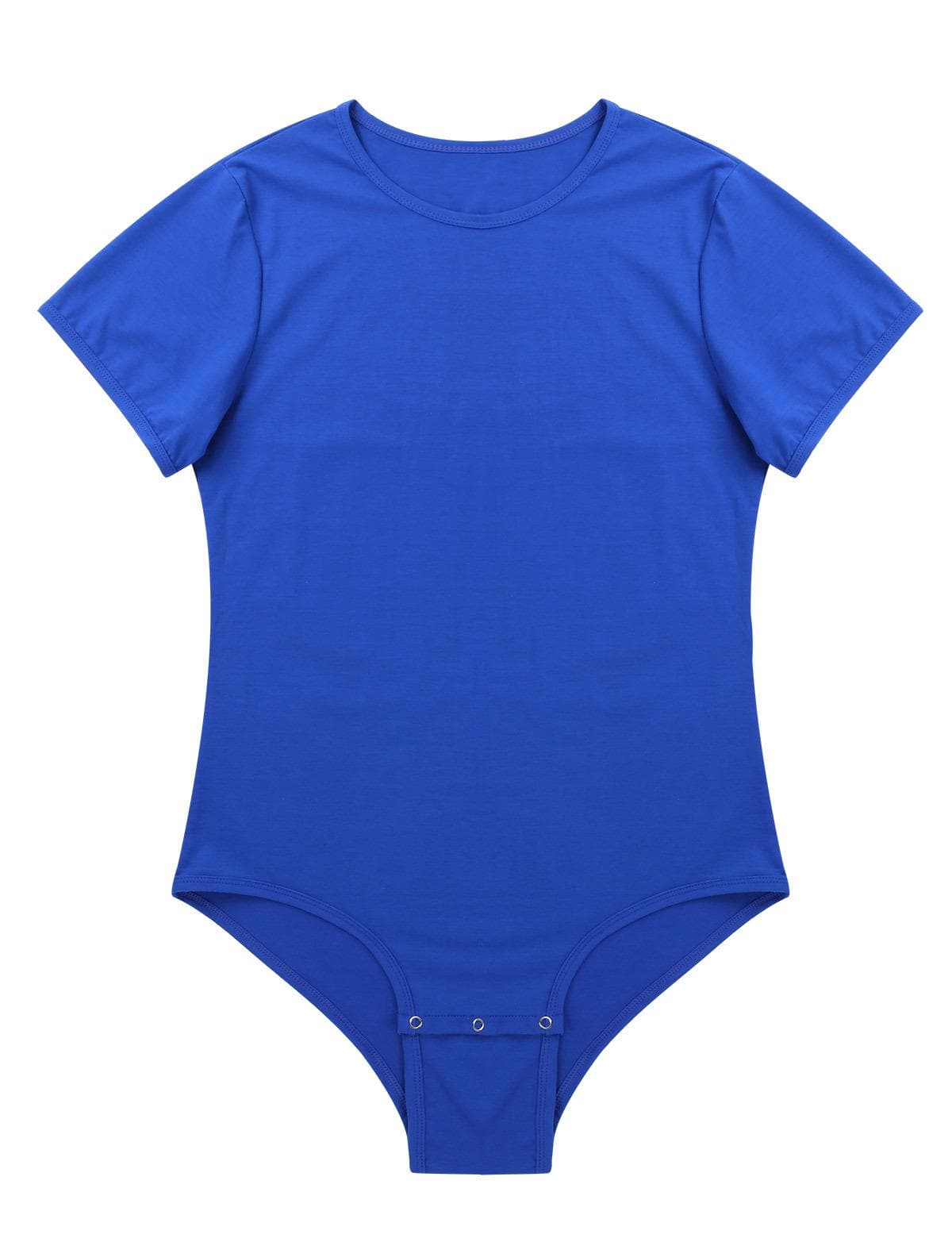Mens Comfortable Romper One Piece T-shirt Bodysuit Press Crotch Short Sleeve Sleepwear for Daily Use XXL blue