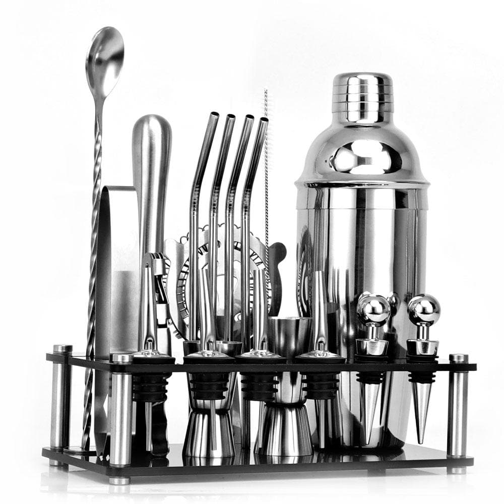 20pcs Cocktail Set Boston Shaker Mixer Stainless Drink Making Kit for Home Bar Use multicolour