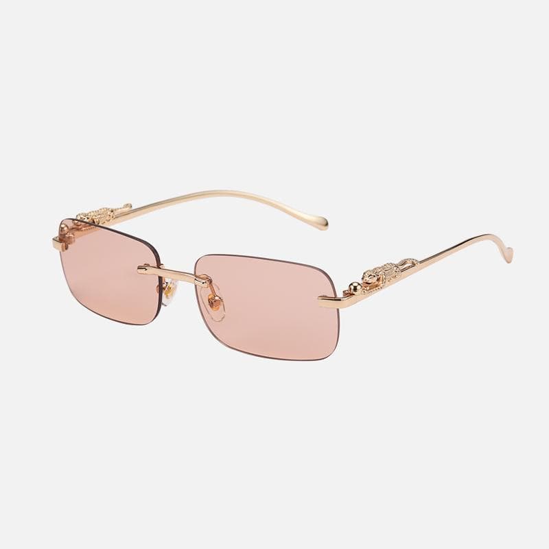 New Luxury Leopard Rimless Square Sunglasses UV400 Protection for Women Men Fashion Frameless Shades show as picture