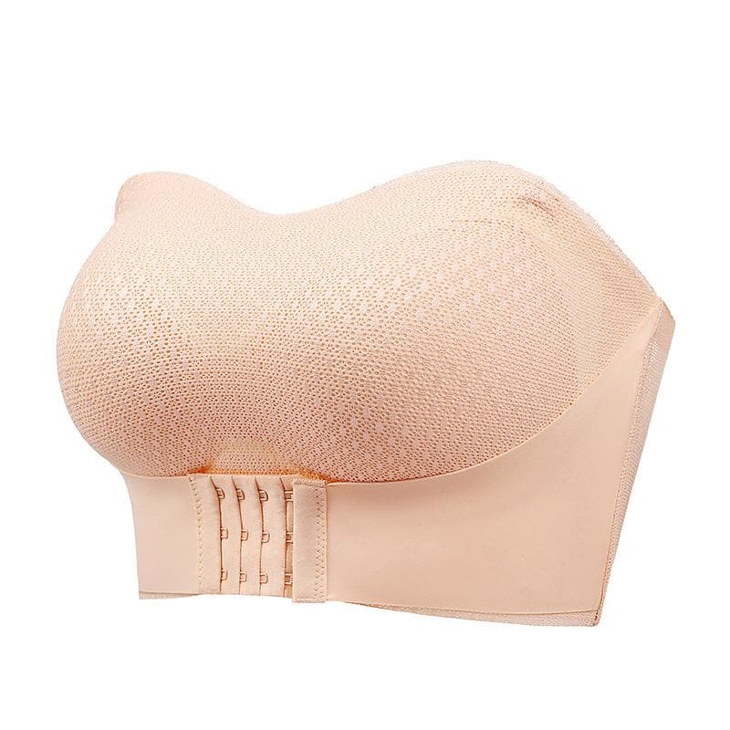 Sexy Push Up Bra Front Closure Strapless Underwear for Women Plus Size Invisible Brassiere Wireless Breathable Female Lingerie 4XL beige