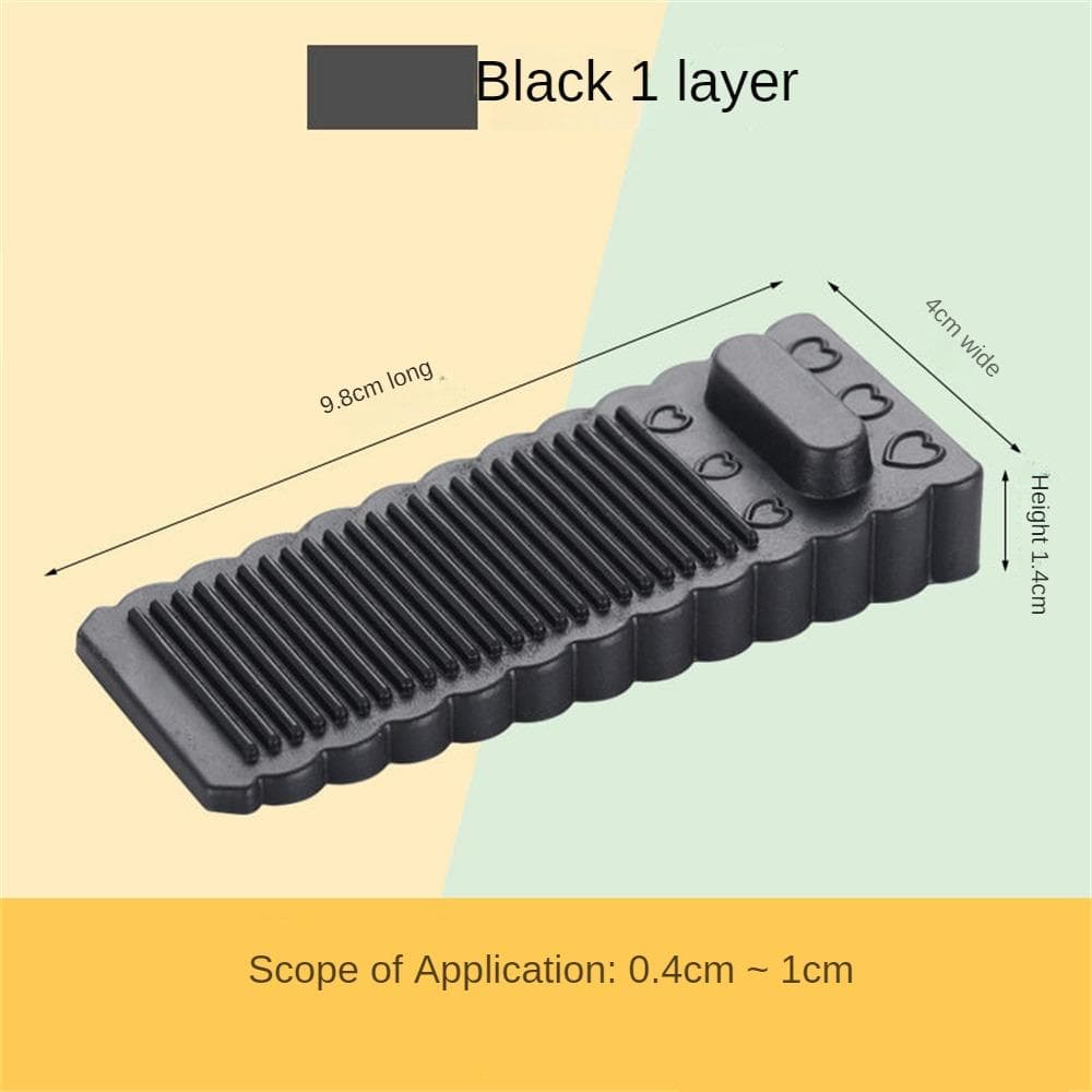 Silicone Door Block Plugs Non-slip Shock Absorbent Blocks Fixing Rubber Wedge Door Plugs Home Office Door Anti-collision Block Black 1.4CM