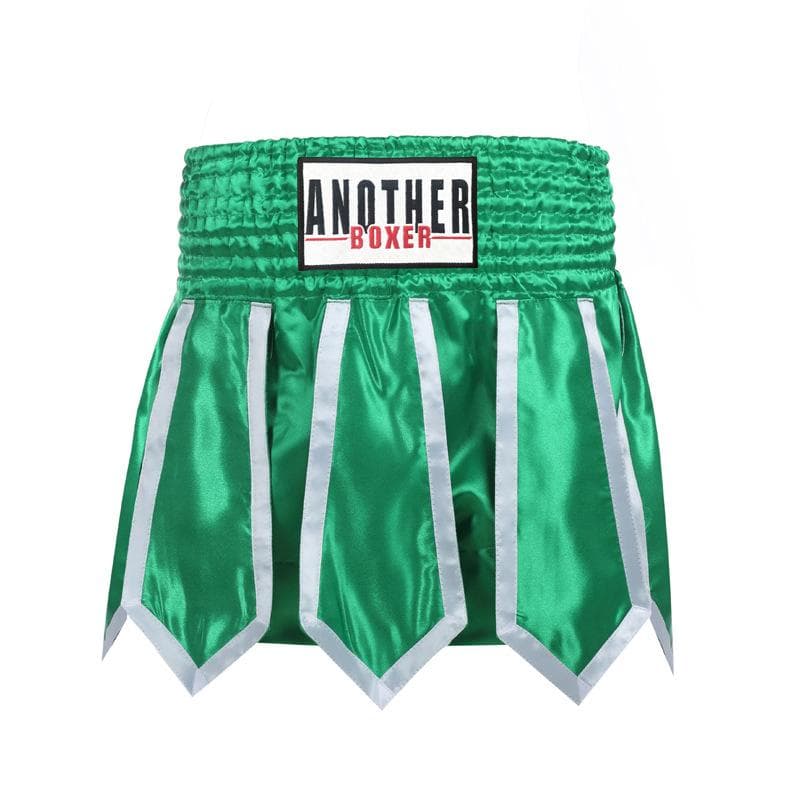 Streamer Style Boxing Training Trunks Free Fighting Sanda Half Pants Muay Thai Shorts for Men Women and Kids Arena Competition XS green