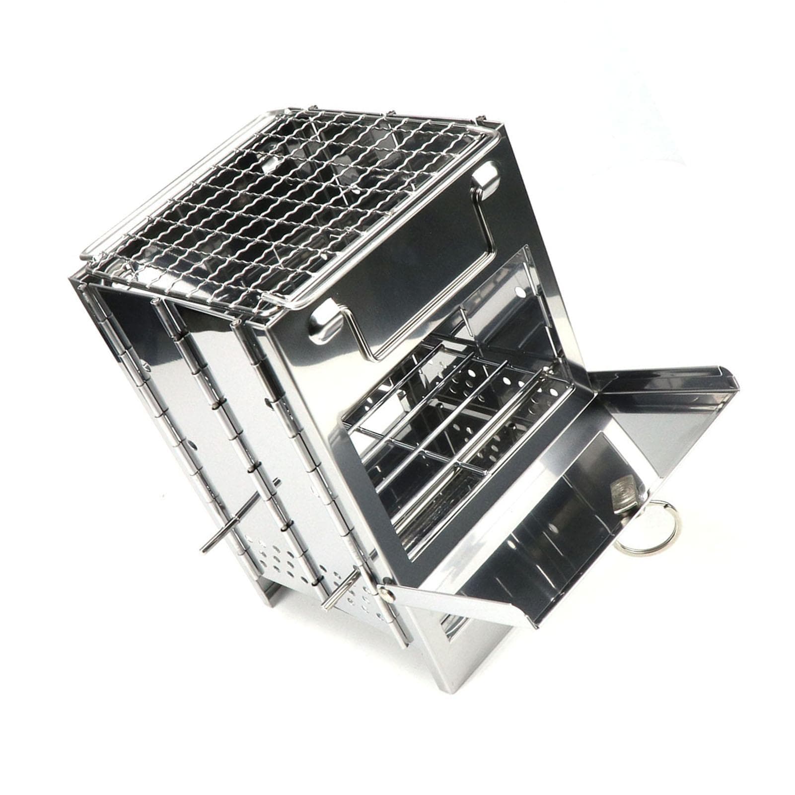 BBQ Grill Adjustable Height Stainless Steel Quadrate Folding Barbecue Charcoal Gril for Outdoor