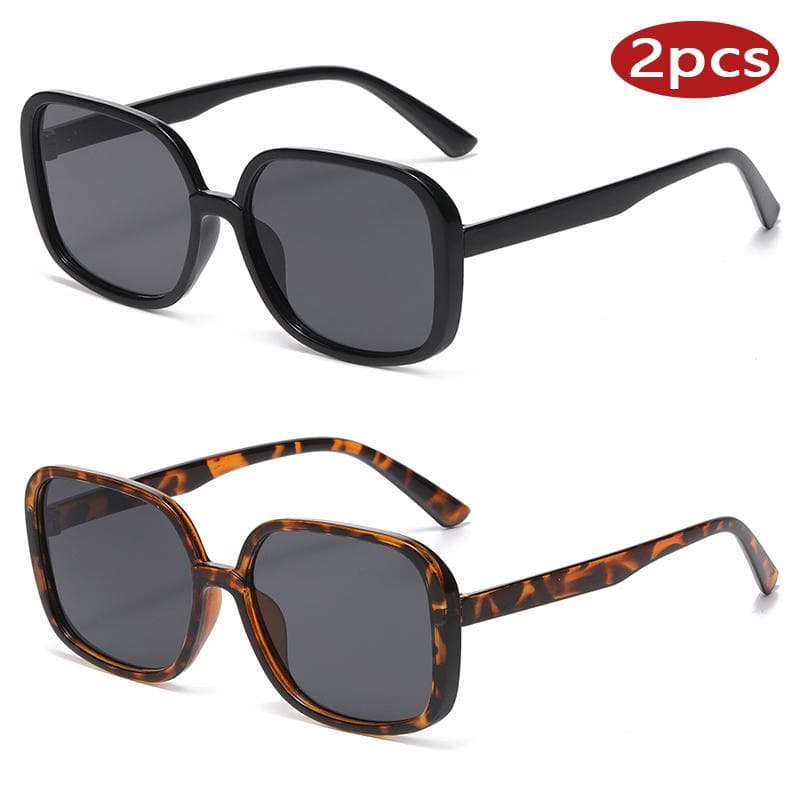 1 2pcs Square Sunglasses Women Retro Vintage Colorful Big Frame Sun Glasses Female Outdoor Unisex Travel Goggles