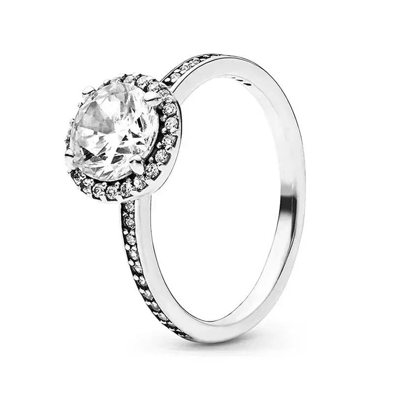 925 Sterling Silver Classic Dazzling Crown Round Hearts Ring Exquisite Women's Light Luxury Charm Ring Jewelry Gift 5&cubic zirconia tan