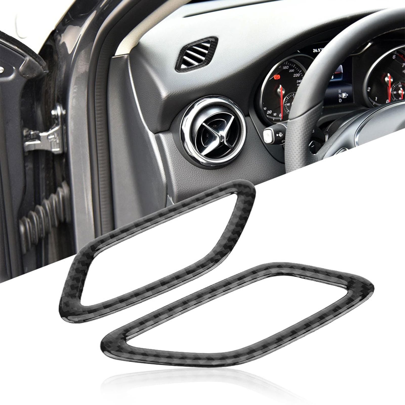 2Pcs Carbon Fiber Dashboard Outlet Cover for Mercedes A Class CLA GLA W169 W117 Classic Style