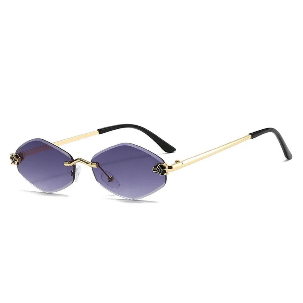 Small Frameless Sunglasses Men Women Retro Vintage Punk Style Diamond Shape UV400 Sun Glasses Travel Eyewear Trendy