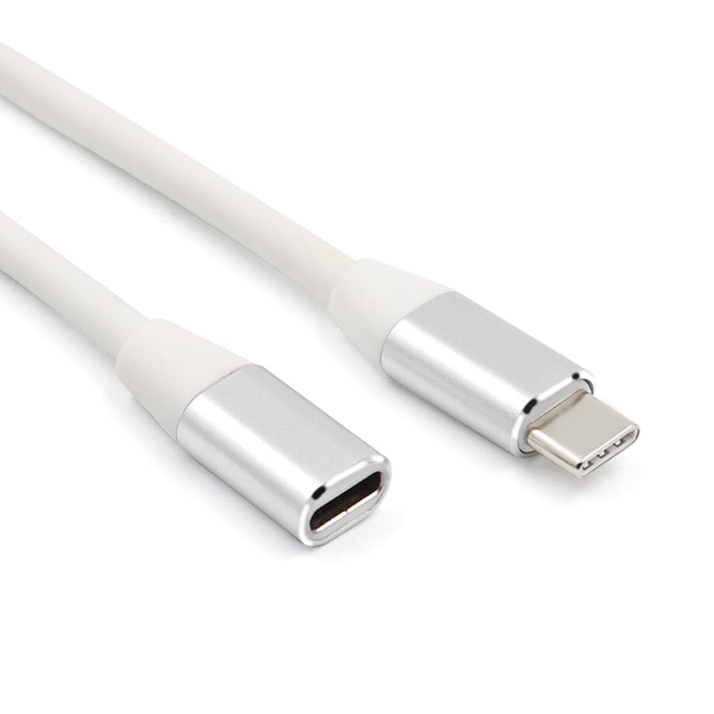 USB-C Extension Cable USB 3.1 Type C Male to C Female Extension Cable Adaptor Converter Data Sync silver