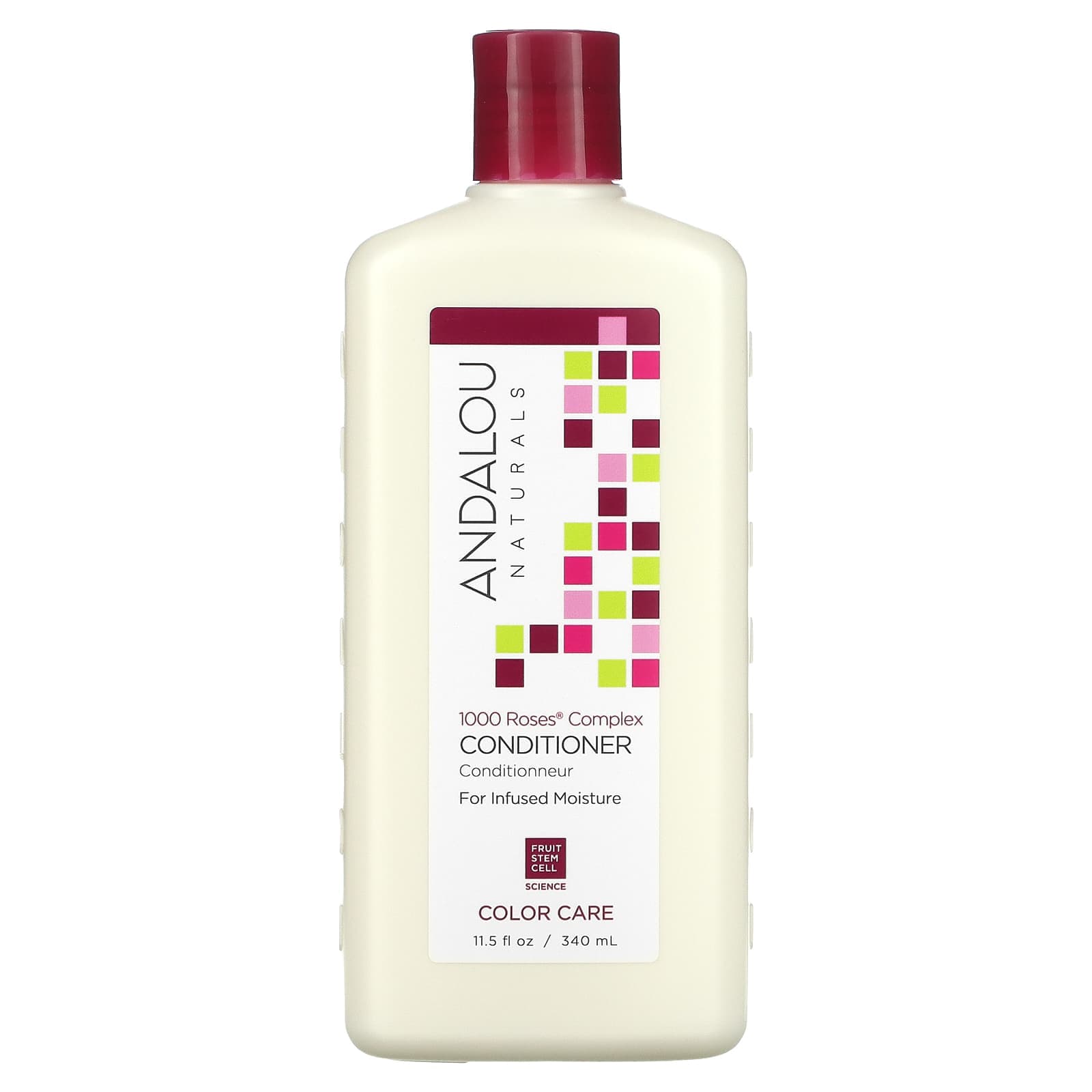 Andalou Naturals, Conditioner, Color-treated Hair Care, Moisturizing, 1000 Rose Complex, 11.5 fl oz (340 ml)