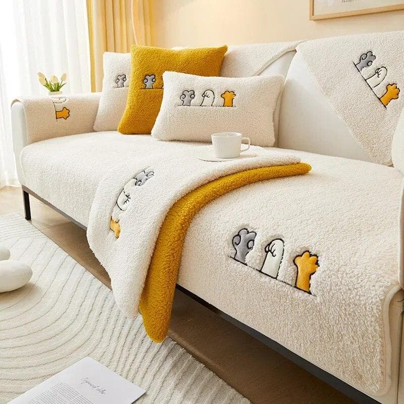 Thicken Plush Sofa Cushion Warm Universal Sofa Towel Soft Smooth Couch Slipcovers Backrest Armrest Towels for Living Room Decor A 70x70cm 1pc