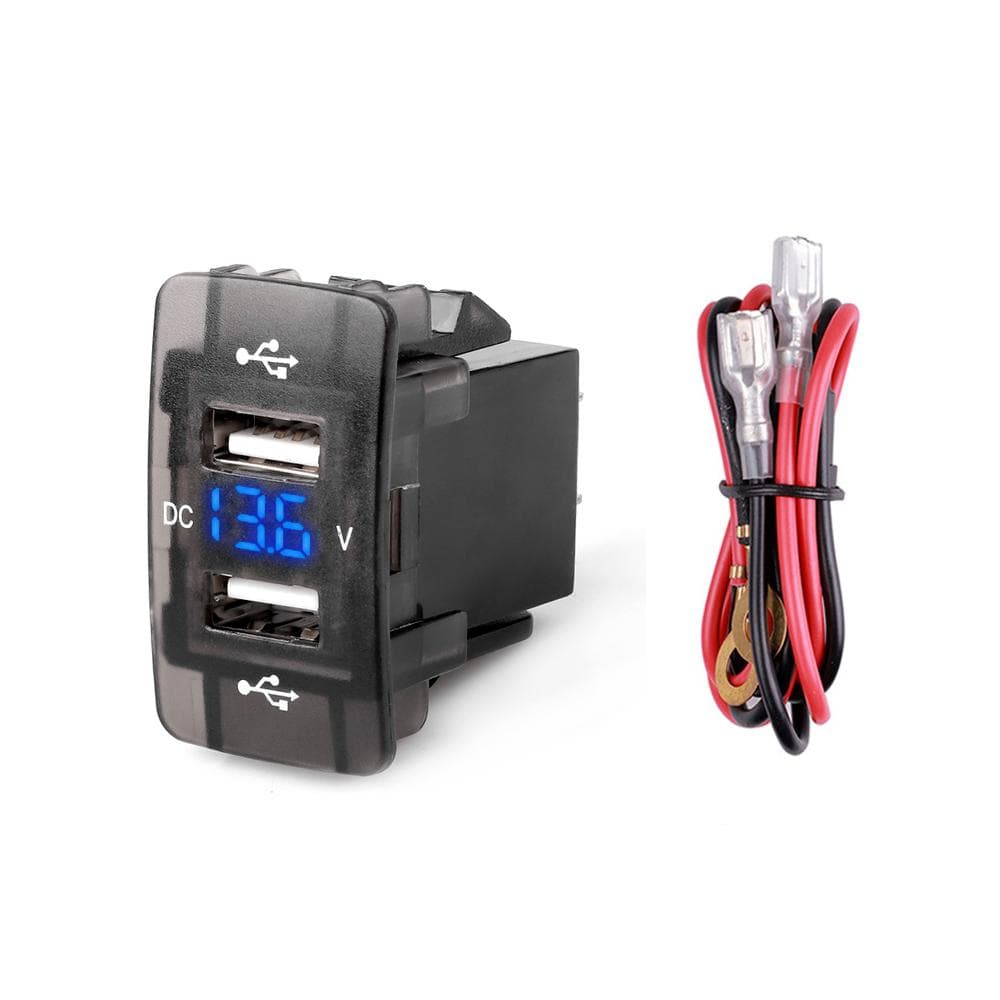 44x26mm 4.2A Dual Port Toma Fast Phone 12V 24V Charger With LED Voltmeter Car USB built-in Socket Adapter Charger with LED Volmeter