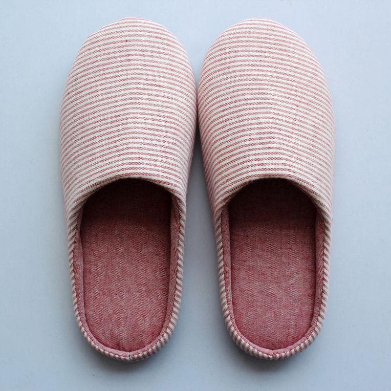 Japanese-Style Cotton Slippers: Silent, Non-Slip, Soft-Soled Indoor Footwear for Men and Women Size 38-39 red