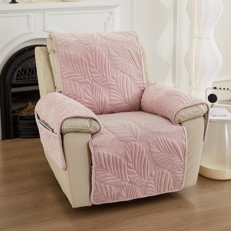 Thicken Jacquard Recliner Sofa Covers for Living Room Leaves Printed Pet Kids Sofa Mat Non-Slip Armchair Slipcovers Protector 60*225cm pink