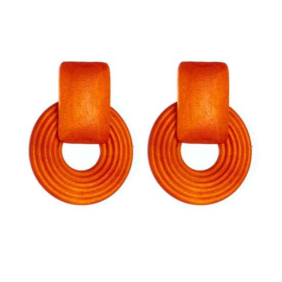 1 Pair Trendy Wooden Beaded Ladies Exaggerated Openwork Earrings for Party A