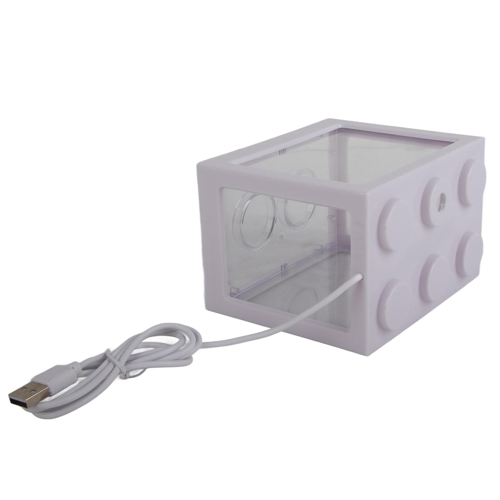 Decorative Mini Aquarium USB LED Light Lamp Fish Tank Box Office Tea Table Decor(Red)
