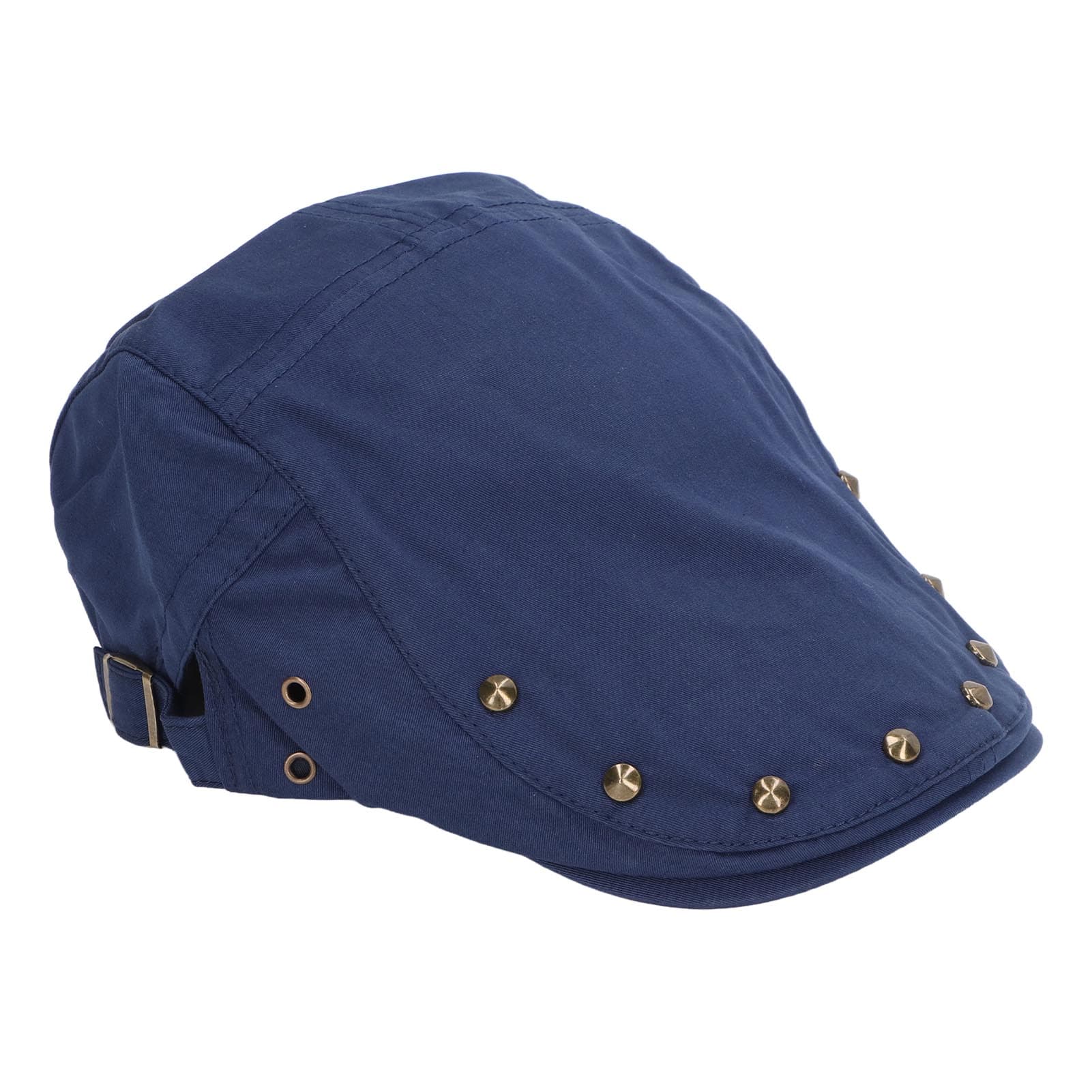Newsboy Hat Rivet Decoration Lightweight Breathable Cotton Casual Flat Hat for Men Women Navy Blue