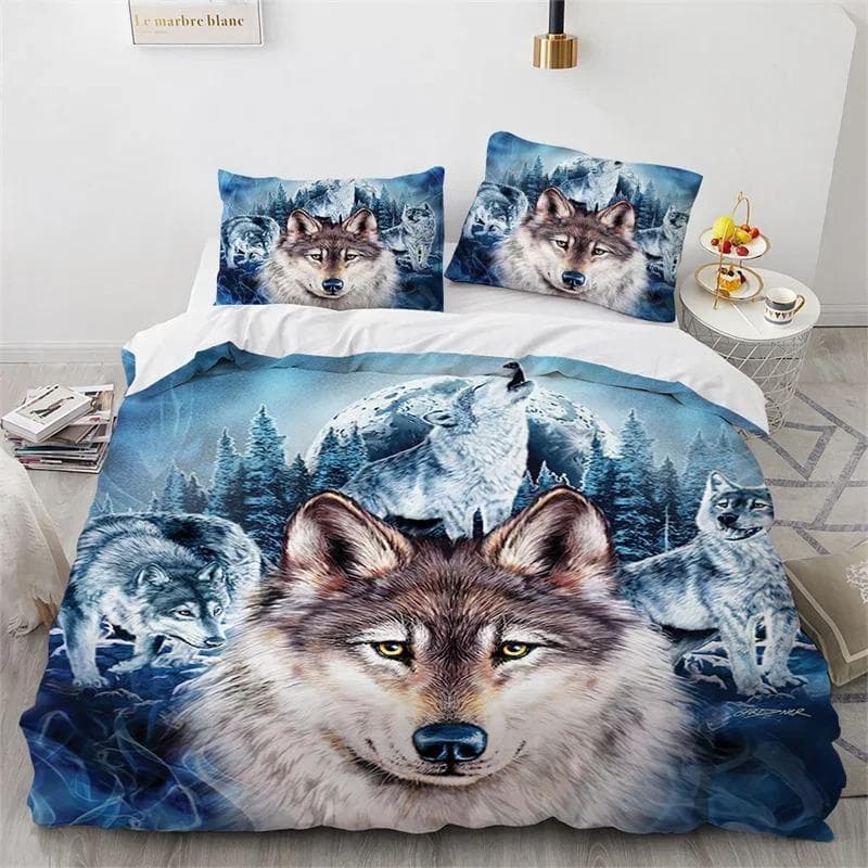 3D Wolf Fox Elk Wild Animals Bedding Set Boys Girls Twin Queen Size Duvet Cover Pillowcase Bed Kids Adult Home Textile 70x133cm 2pcs