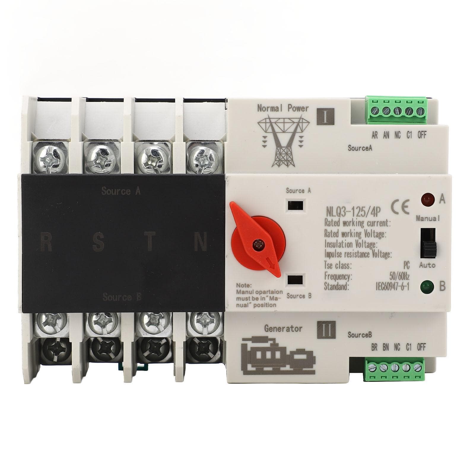 Dual Power Automatic Transfer Switch 4P Fast Switching Control Switch PC AC 110V 80A