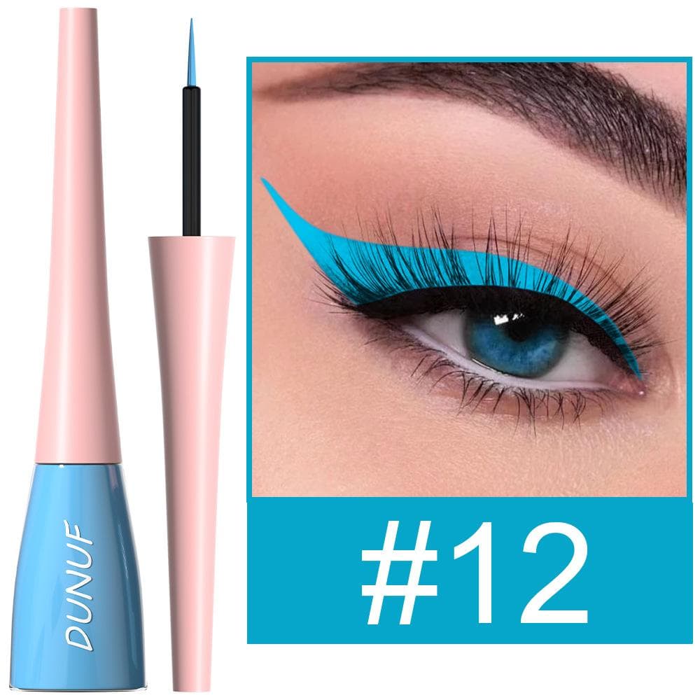 18 Colors Liquid Eyeliner Quick Dry Waterproof Long-Lasting Eyeliner Eyeshadow Mixed Color System Eyeliner Pens for Glamorous Eye Makeup 12