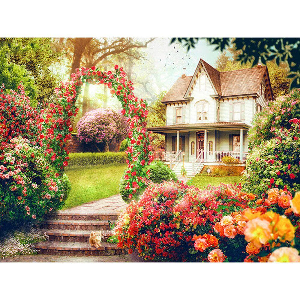 Cross Stitch Kit DIY Diamond Embroidery Villa Manor Full Round Diamond Painting Mosaic Home Decor 20X30CM