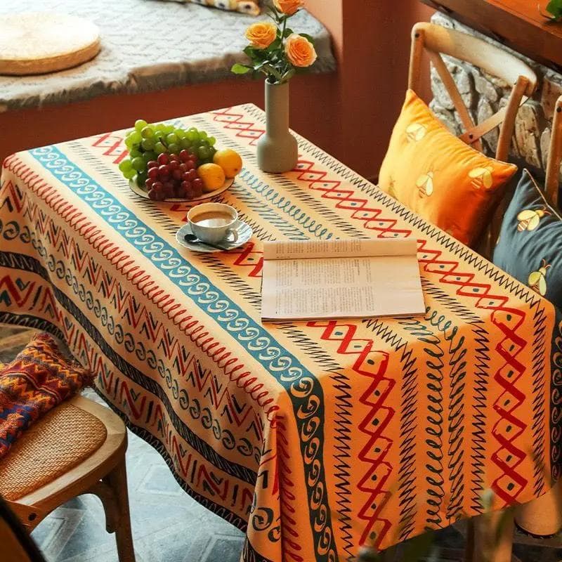 Waterproof and Oil Resistant Tablecloth Bohemian Style Rectangular Table Cloth Printed Striped Decorative Cloth Tables Cover 110x170cm 1pcs