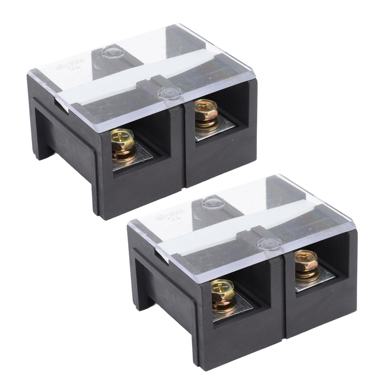 2pcs Wire Barrier Block Terminal Strip 600V 100A TC Fixed Iron Dual Rows Terminal Strip with Cover