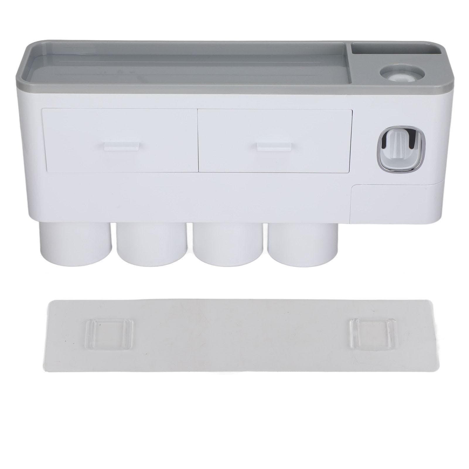 Hanging Magnetic Toothbrush Holder Set with Toothpaste Dispenser Squeezer Toiletry Drawer Holder