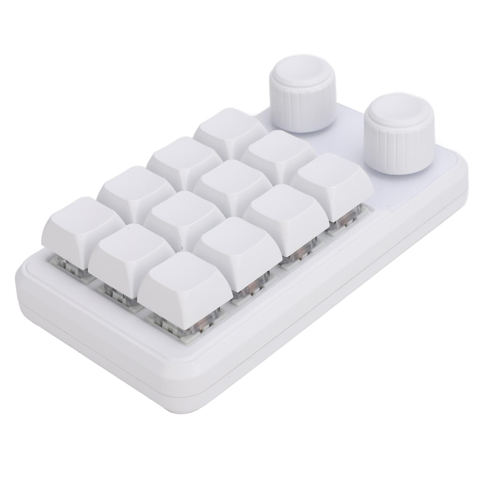 12 Keys Small Keyboard with Dual Knobs and RGB Light Type C Wired Blue Switch Programmable Macro