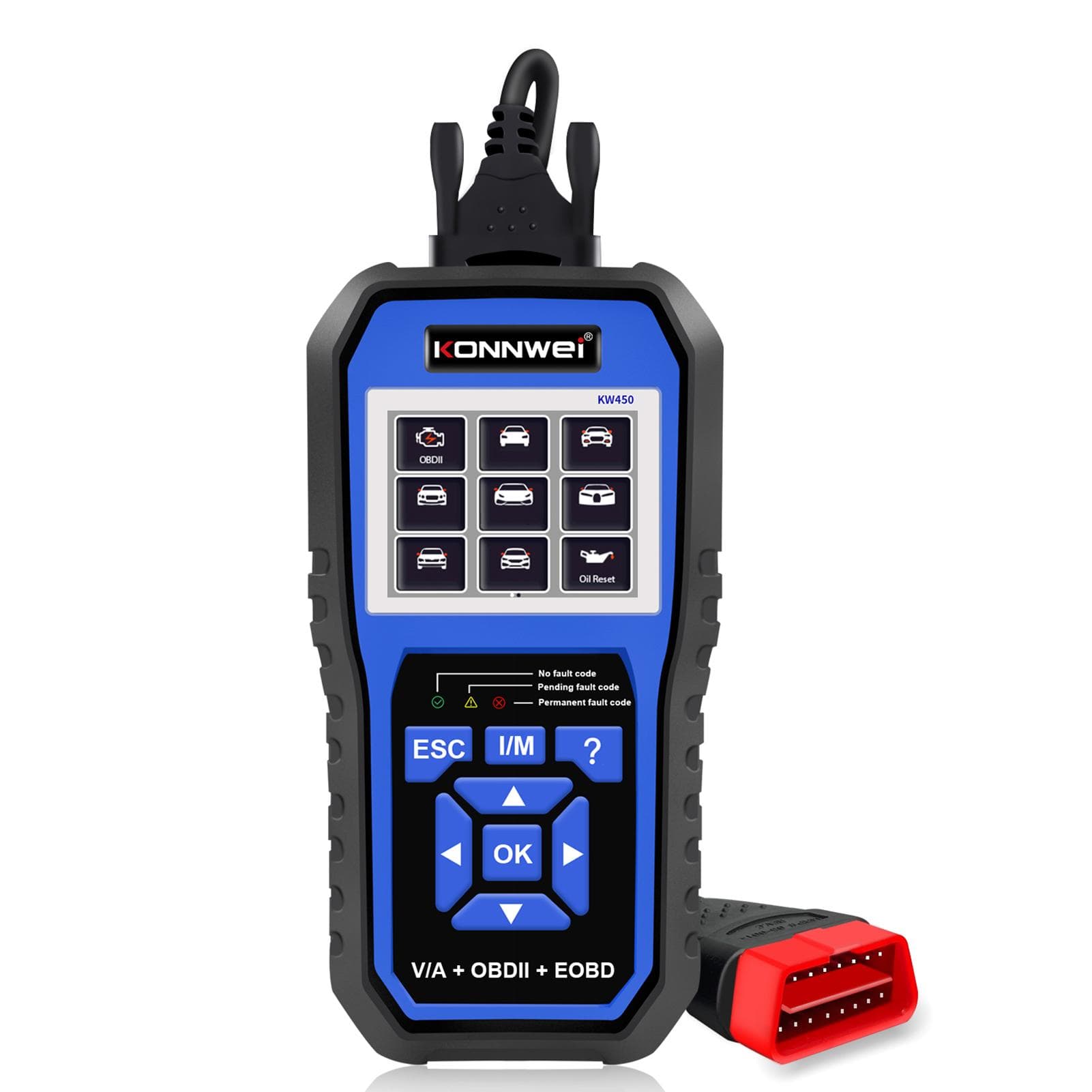 KONNWEI KW450 All System OBD Scanner Diagnostic Tool with 11 Special Function Battery Matching, English black