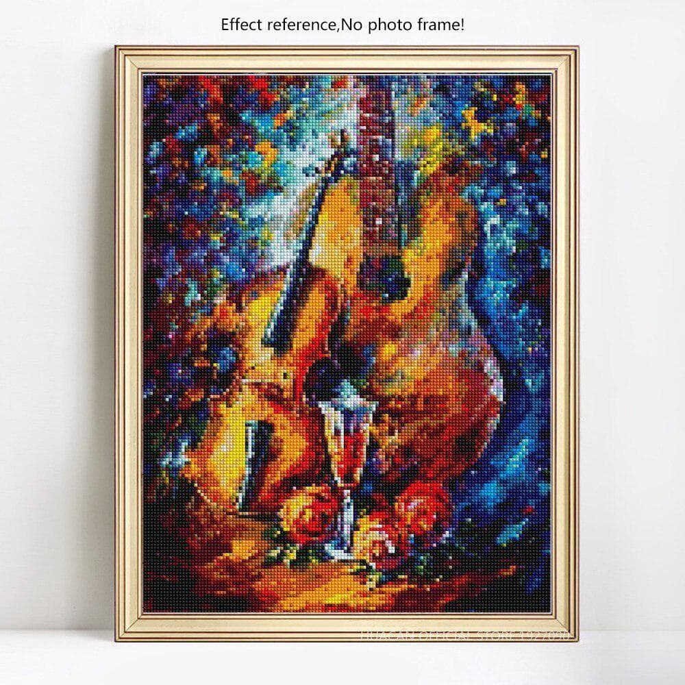 Diamond Painting Cartoon Diamond Embroidery Full Display Guitar Diamond Mosaic Sale Pictures 20X30