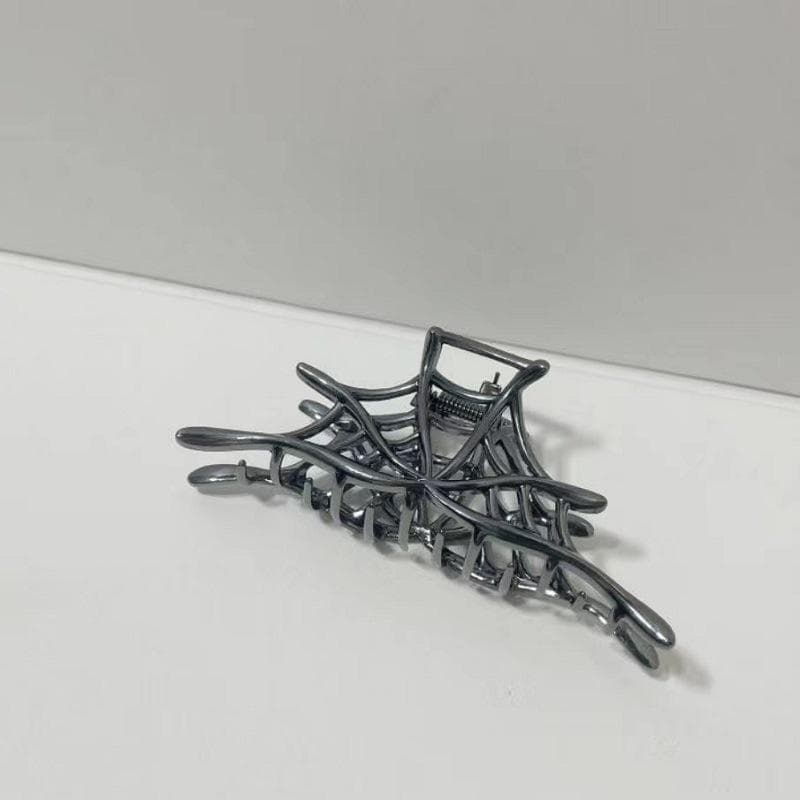 Halloween Autumn New Temperament Spider Web Hair Clip Personality Grab Clip Metal Alloy Creative Big Shark Clip Hair Accessories black