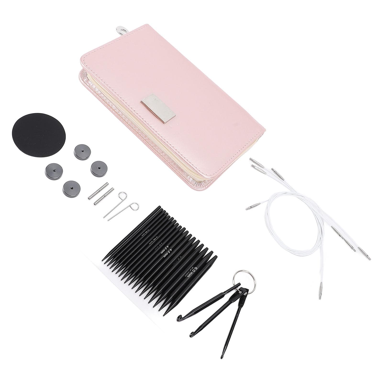 9 Pairs Removable Circular Knitting Needles 3-6mm Black Circular Needles with Cables and Crochet