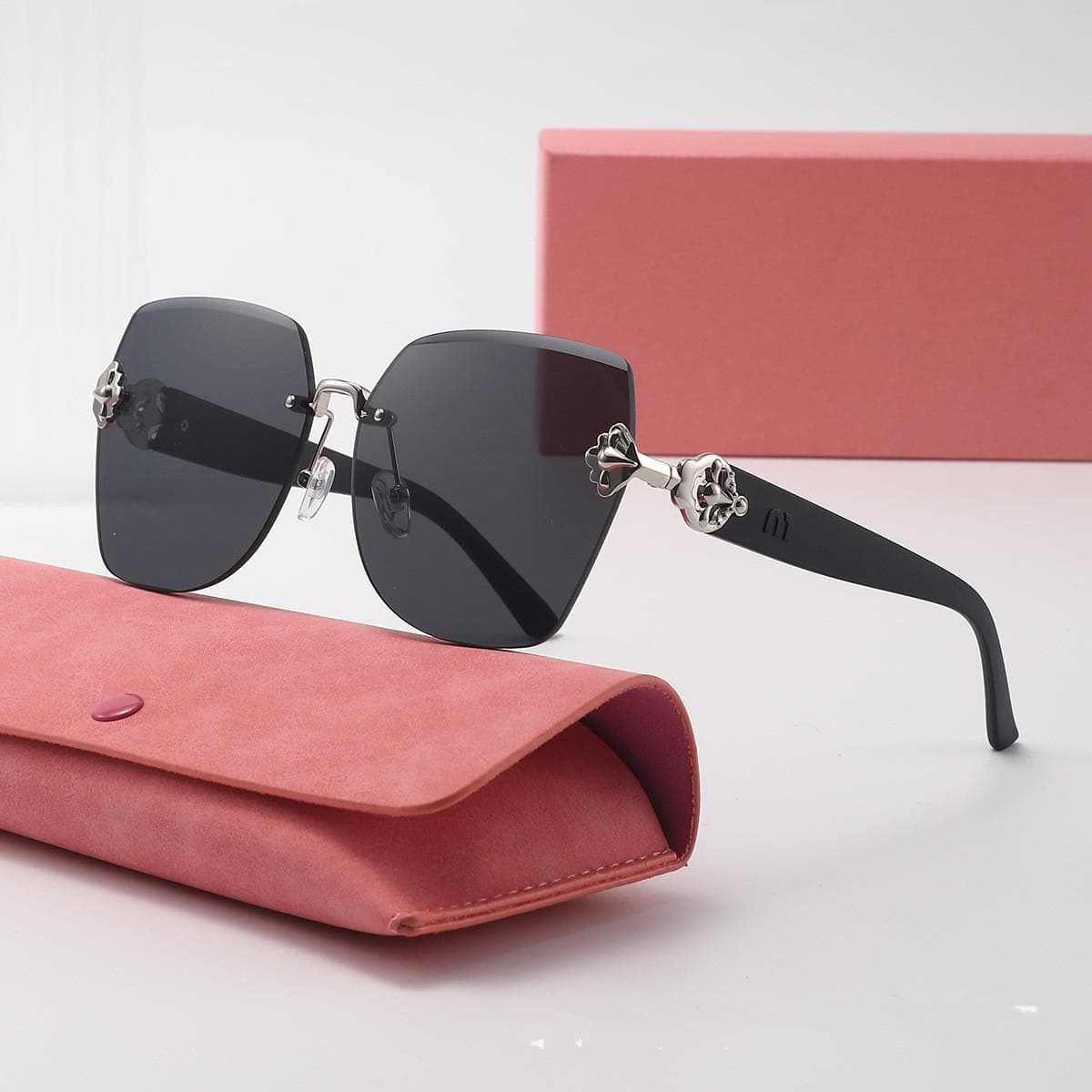 new large frame light luxury frameless sunglasses for women UV protection stylish small sunglasses DS-2402