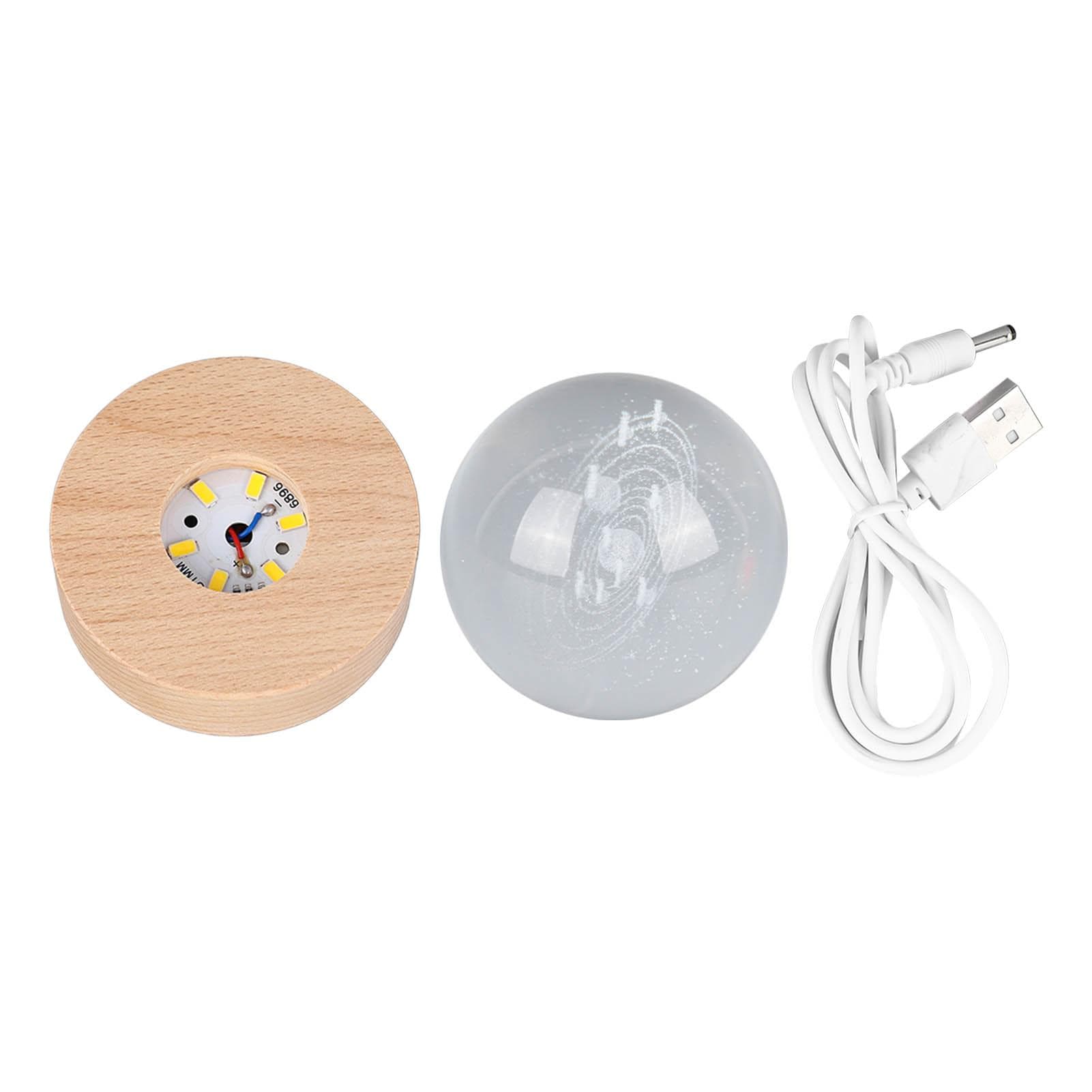 6cm 3D Crystal Ball Luminous Clear Sculpture Round Astronomy Ball Miniature Sculpture Ball Night