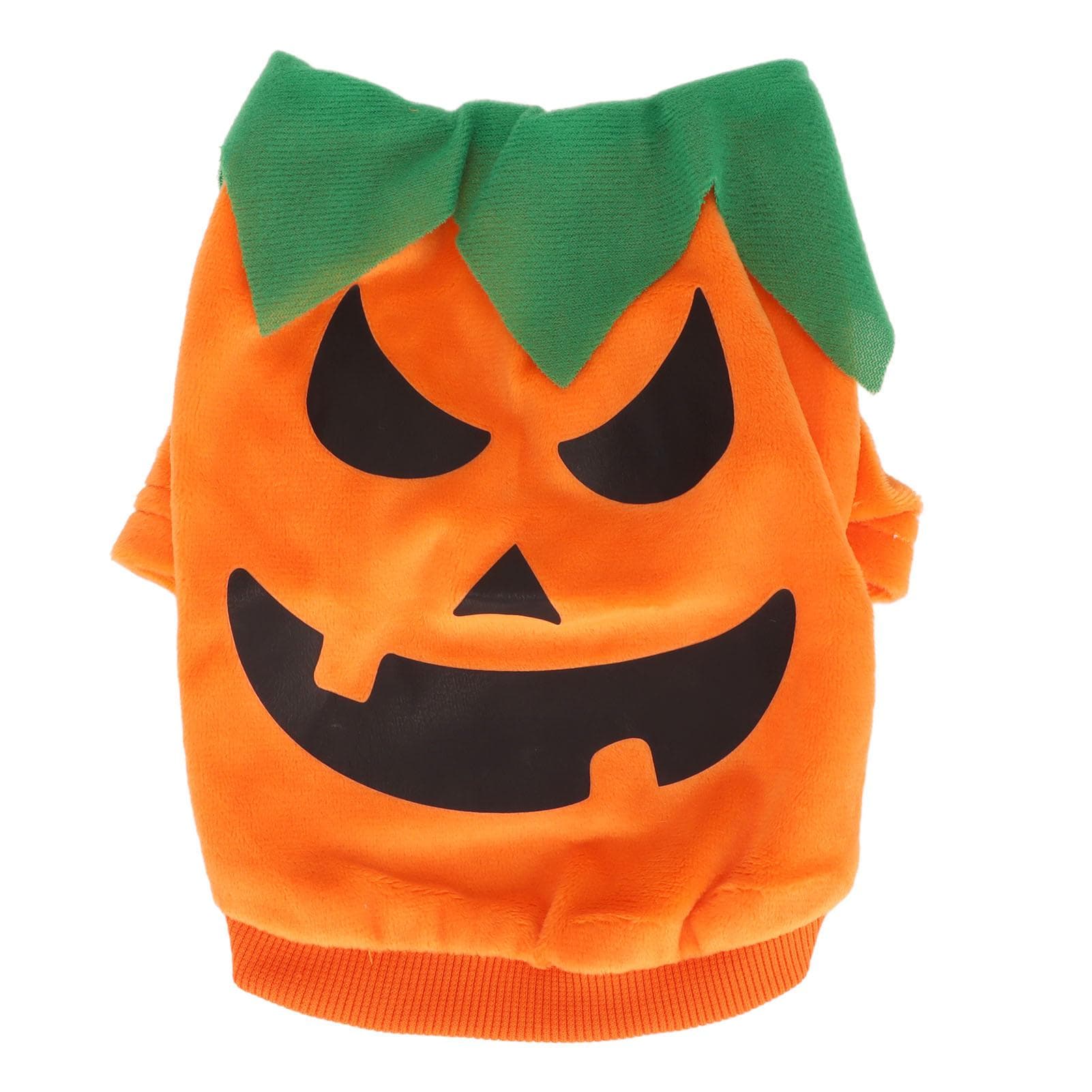 Halloween Dog Shirt Cute Pumpkin Ghosts Soft Elastic Pet Cosplay Clothes for Small Medium Dogs Cats M(for 4-6.5kg) orange