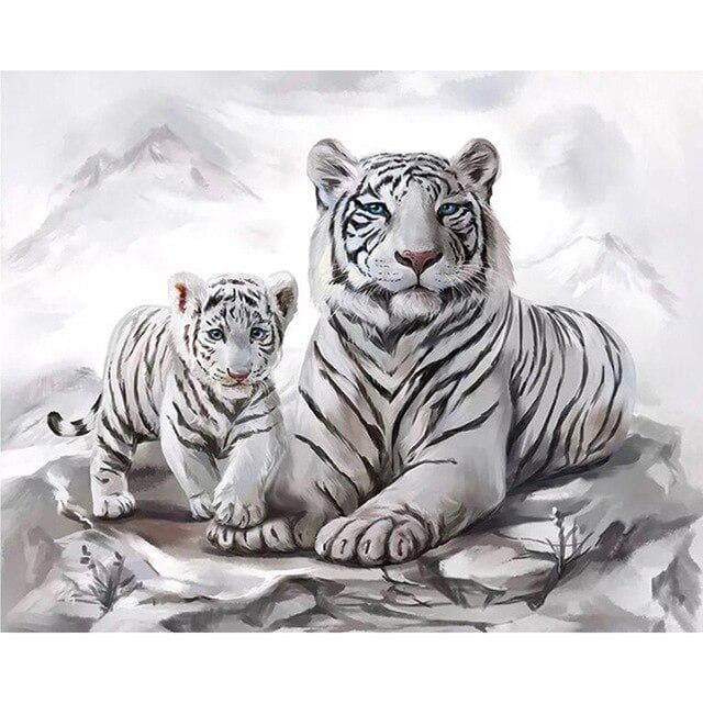 5D DIY Diamond Painting Tiger Family Diamond Embroidery Cross Stitch Needlework Home Decoration 20X30CM