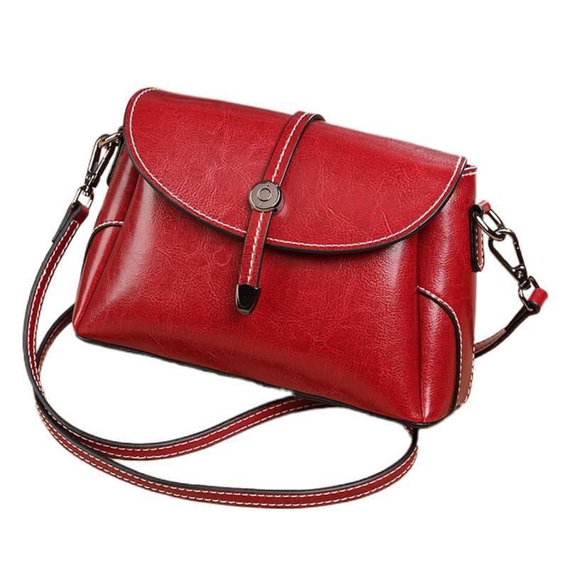 Spring Women's Bag European and American Oblique Strap Shoulder Leather Bag Women's Oblique Strap Handmade Bag Simple Bag