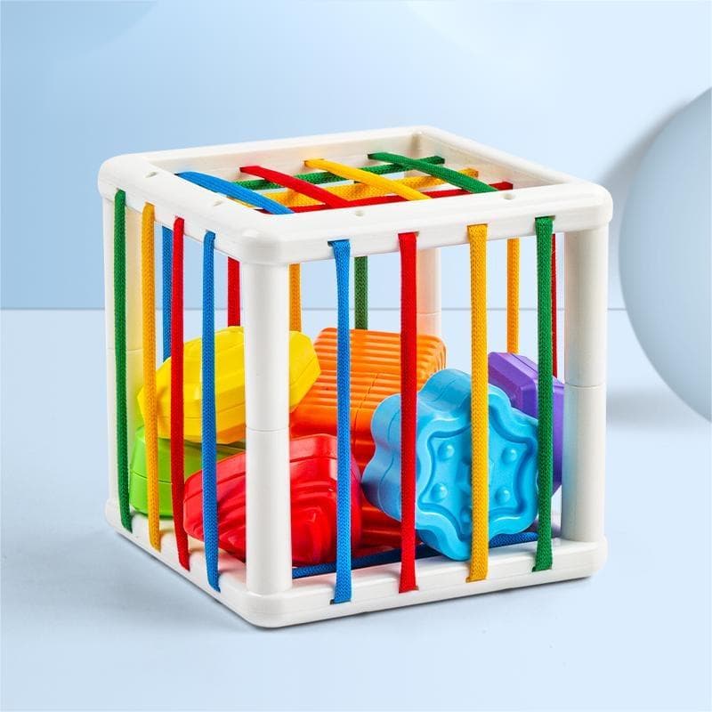Baby Shape Sorter Toy, Montessori Sensory Cube Sorting Toys, Motor Skills Training Block Games, Kids Educational Toys for Children Square multicolour