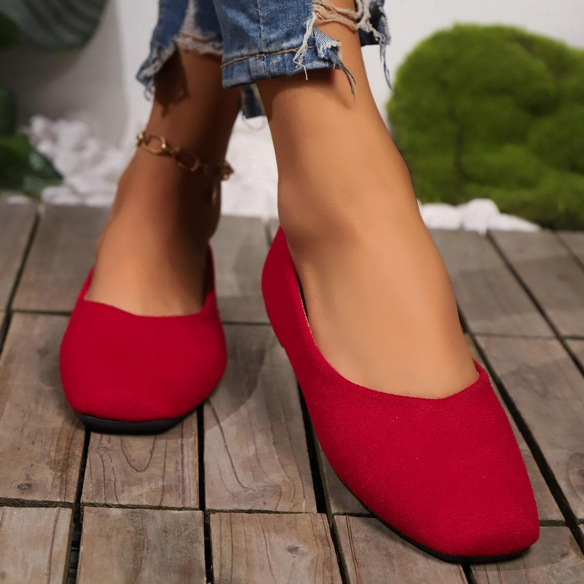 New Spring Autumn Women Shoes Comfortable Flat Shoes Women Flats Loafers Shallow Slip on Shoes 41 red