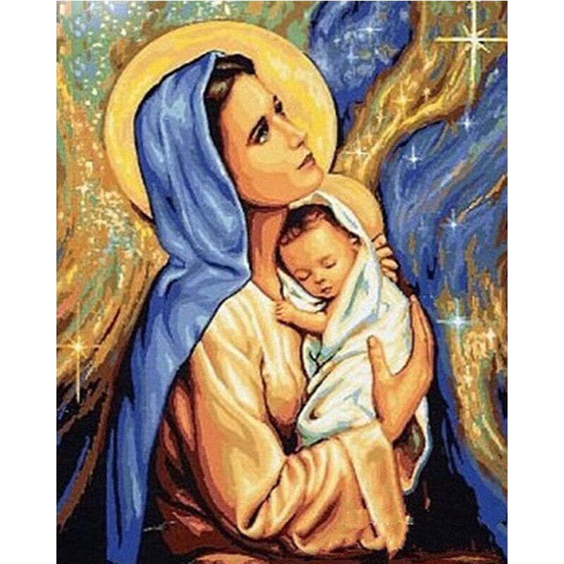 5D Diy Diamond Painting Religion Our Lady Cross Stitch Round Diamond Mosaic Home Paintings Crafts 20X30CM