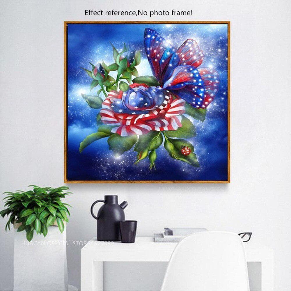 Diamond Painting Flower Full Round Diamond Embroidery Butterfly 5D DIY Mosaic Picture 30x30CM