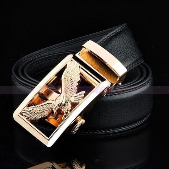 Eagle Men's Belt High Quality Cowhide Leather Belt Casual Belt Youth Fashion Belt 95cm gold/black