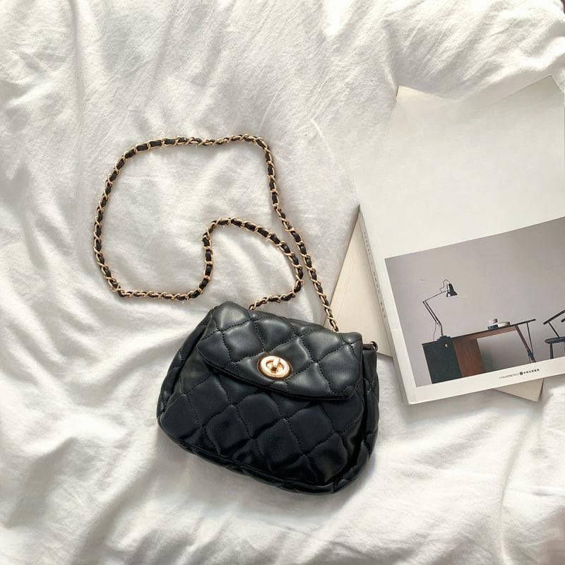 Female Summer Vintage All Over One Shoulder Crossbody Diagonal Chain Package Diamond Lattice Cloud Delicate