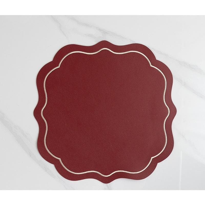 Table Mat Embroidery Western Restaurant Table Pad Table Mat PVC Embroidered Pad Heat Insulating Pad Waterproof and Oil Resistant 2pcs red